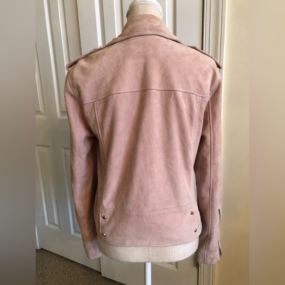 All Saints Leather Suede Dusty Rose Pink color Biker Jacket size M - Picture 4 of 15